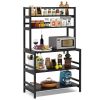 Heavy Duty Black Metal Kitchen Baker's Rack Microwave Stand Shelving Unit