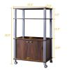 Modern 3-Shelf Kitchen Bakerâ€™s Rack Cart on Wheels in Brown Wood Finish