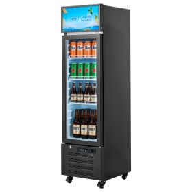 Commercial Merchandiser Refrigerator, 6.1 Cu.Ft / 173 L Glass Door Display Refrigerator, Upright Beverage Cooler with Customizable Lightbox