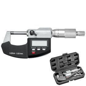 Micrometer Set, Digital Outside Micrometer 0-1 inch Measuring Range, 0.00005" Resolution, Ultra-Precision 0.0001 Accuracy, LCD Screen, in/mm Swit