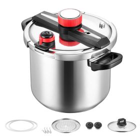 Pressure Cooker, 12Qt Pressure Cooker Stainless Steel, Pressures Canner with Steaming Rack, Tempered Glass Lid, Three Pressures Settings for Meat