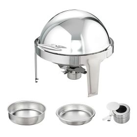 Roll Top Chafing Dish Buffet Set, 6 Qt 2 Pack, Stainless Steel Chafer with 2 Full Size Pans