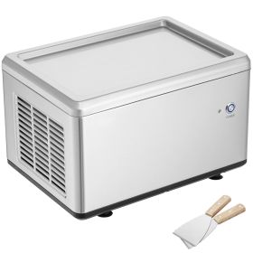 Fried Ice Cream Roll Machine, 12.6" x 8.5" Stir-Fried Ice Cream Pan, Stainless Steel Rolled Ice Cream Maker with Compressor and 2 Scrapers